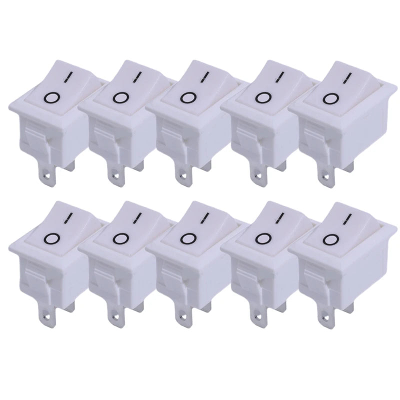 10/5Pcs Push Button Switch 2Pin 6A/250V KCD11-101 Mini Black Red White 21*15mm 2Pin ON/OFF SPST Rocker Switche Motorcycle Switch