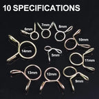 20/10Pcs Spring Hoop Hose Clamp Zinc Plated Pipe Clip Fuel Tube Water Pipe Air Tubing Fixed Clip Assortment Kit Home Hardware