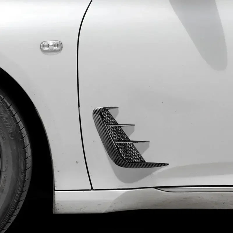 2pcs Universal Car Air Flow Fender Hood Intake Vent Cover Trim Carbon Fiber Side Wing Decals Body Shark Gill Ventilation Sticker