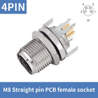 5/10 PCS M8 Straight/Curved Pin Aviation Plug Sensor PCB Bonding Plate Male and Female Socket Waterproof Connector 3/4/5/6/8P