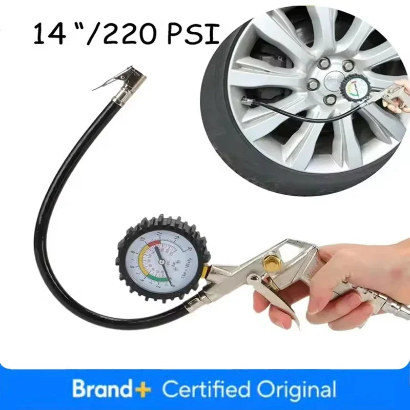 220PSI Multifunctional Tire Air Pressure Monitoring Gauge Tester for Car Motorcycle Air Compressor Dial Meter Inflator Amagi