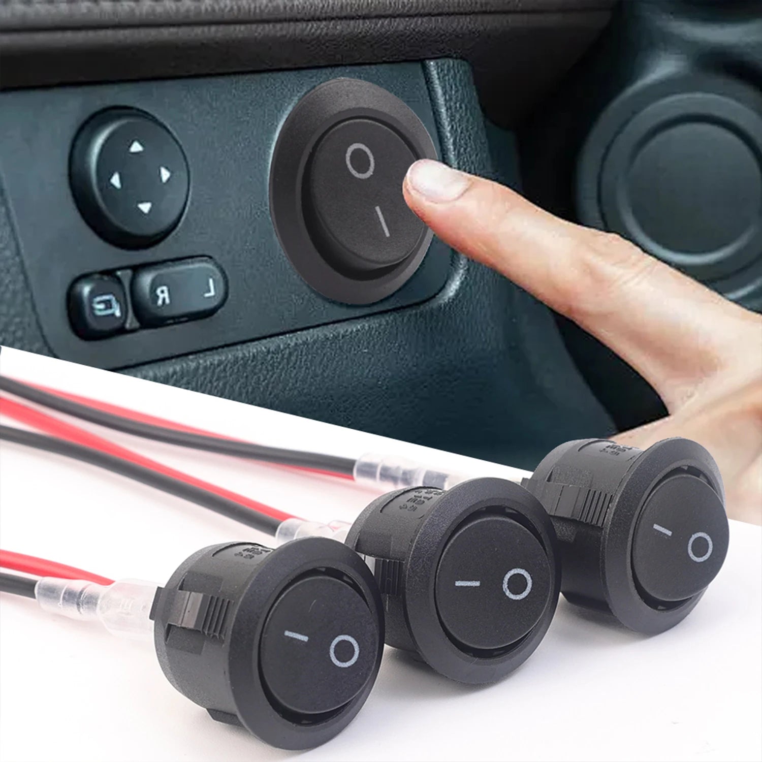10/1Pcs Round Rocker Switch ON/Off SPST 2Pin Latching Toggle Switch Snap Boat Car Round Switches Pre-Wired 6A/250V 10A/125V