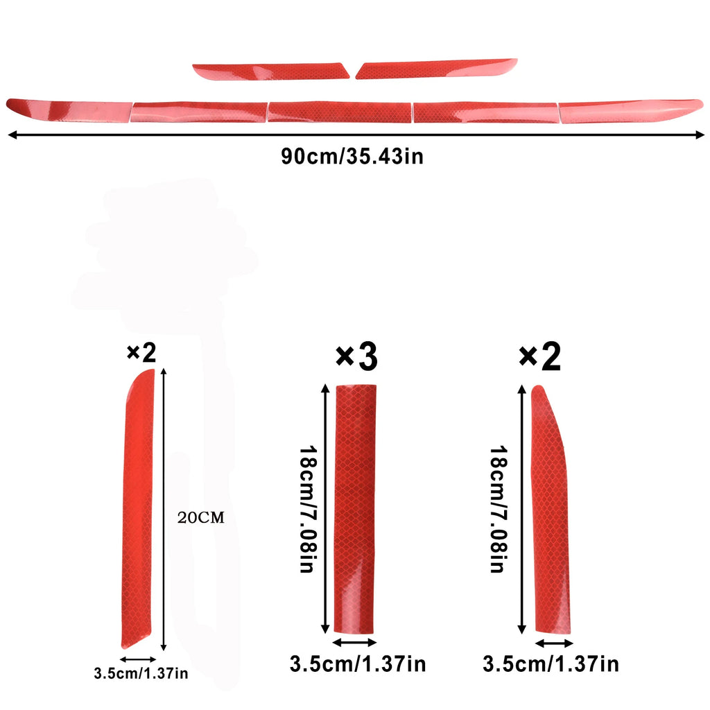7Pcs Car Reflective Warn Strip Tape Bumper Safety Stickers Car Safety Mark Reflective Strip Car Trim Accessories