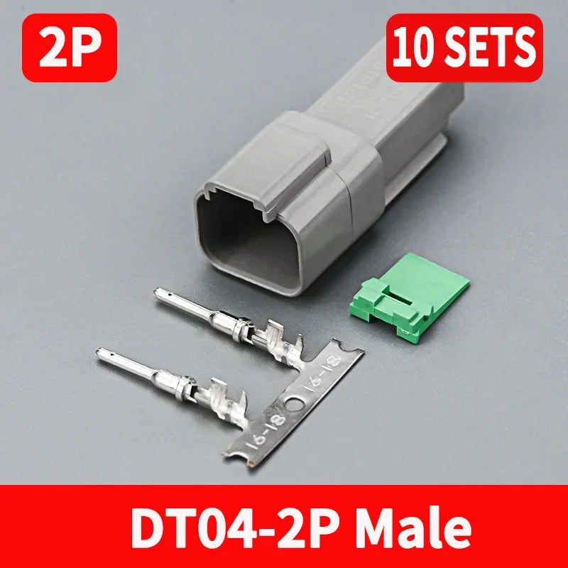 10 Sets Deutsch DT Connector DT06-2S/DT04-2P 2P 3P 4P 6P 8P 12P Waterproof Electrical Connector For car Motor With Pins 22-16AWG