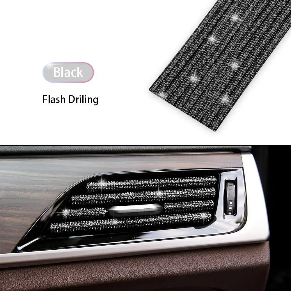 Car Vent Diamond Decorative Strip Fashion Luxury Car Air Conditioning Decoration Stripe Grille Sticker Accessories Amagi