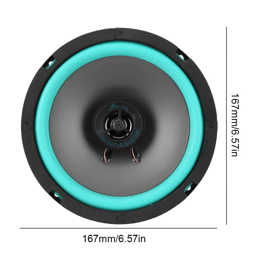 4-6.5 Inch 160W 2-Way Car HIFI Coaxial Speaker Door Audio Music Stereo Tweeter Mid-woofer Full Range Frequency green for Refit