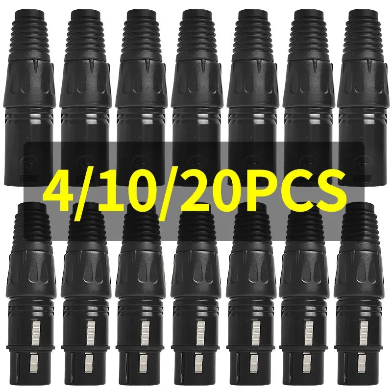 4/10/20PCS Gold-Plated 3-Pin XLR Male to Female Adapter, Balanced Audio Mic Connector for Microphone, Mixer, Speaker, Studio
