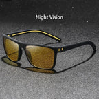 Retro Polarized Sunglasses for Men Lightweight TR90 Frame UV400 Protection Square Sun Glasses Night Vision Goggles Amagi