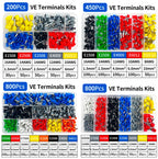 200-1900Pcs E0508/E7508/E1008 Crimp Terminals | Pre-Insulated Ring Connectors for Electrical Wiring & Industrial Use