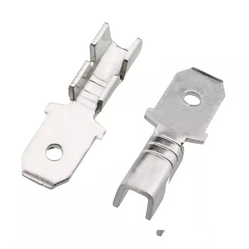100pcs 6.3 male inserts 0.8mm thick 250 male terminals brass tinned with insulating sheath