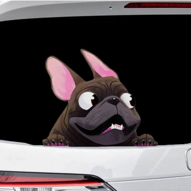 Car Styling Cartoon Dog Stickers French Bulldog Windscreen Vinyl Decal Decor Waterproof Creative Car Stickers Decoration 12*10cm