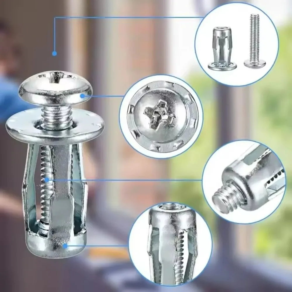 Universal Car License Plate Screws Mounting Kit M4 M5 M6 Auto Fastener Expansion Nuts Carbon Steel Black Bolts for Bumper Frame