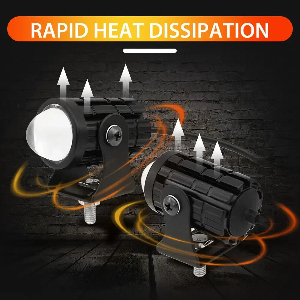 2pc Motorcycle LED Headlight  Driving Light Universal Dual Color Spotlights For Motorbike Truck Trailer Off-road Moto Accessorie