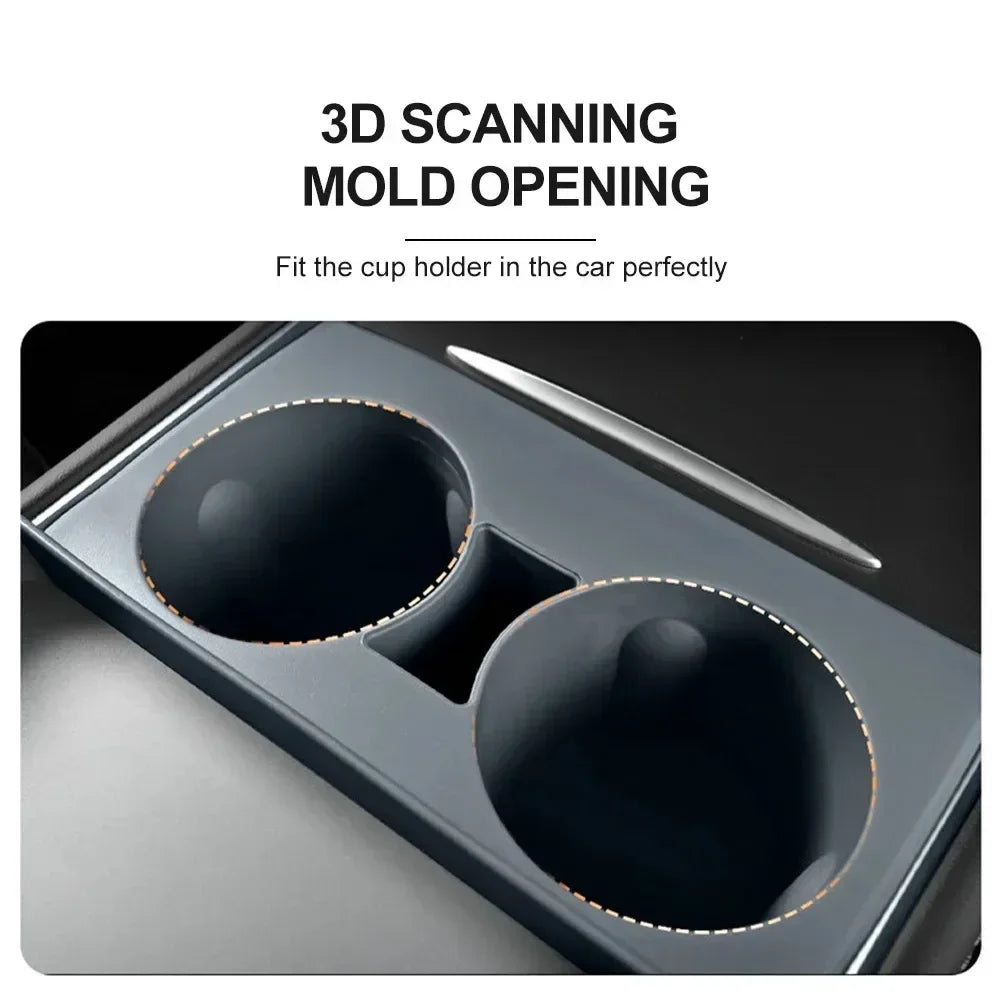 Premium Cup Holder Insert Secure Fit for Model Y/3 Center Console Round Slot Cover with Enhanced Interior Style Tools Amagi