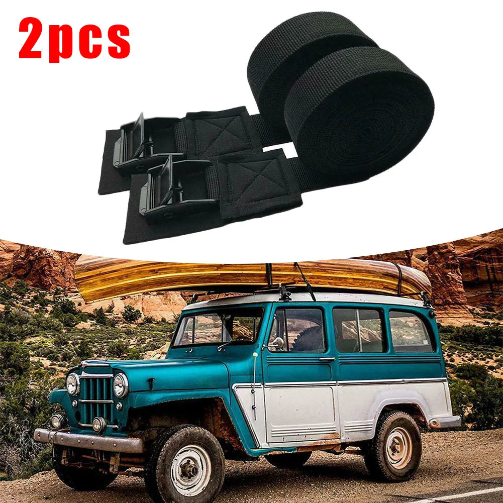2 X 9.8 Ft Car Roof Rack Kayak Cam Buckle Lashing Strap Luggage Strap Tie Down Strap With Stainless Steel Buckle