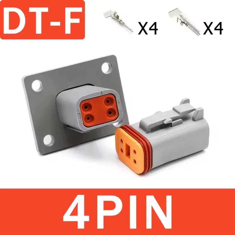 Deutsch DT Series IP68 Waterproof Connector with Fixed Flange Plug DT04-2P/12P for Auto/Truck/Bus Wiring 22-16AWG