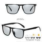Available Trendy Flat Top Square Photochromic Glasses Stylish Sports Eyewear for Car Running Driving Vacation Travel and Fishing