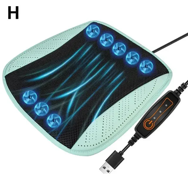 Cooling Car Seat Cushion with Adjustable Fan Breathable 3D Honeycomb Design All-Season Ventilated Auto Seat with Leather Surface