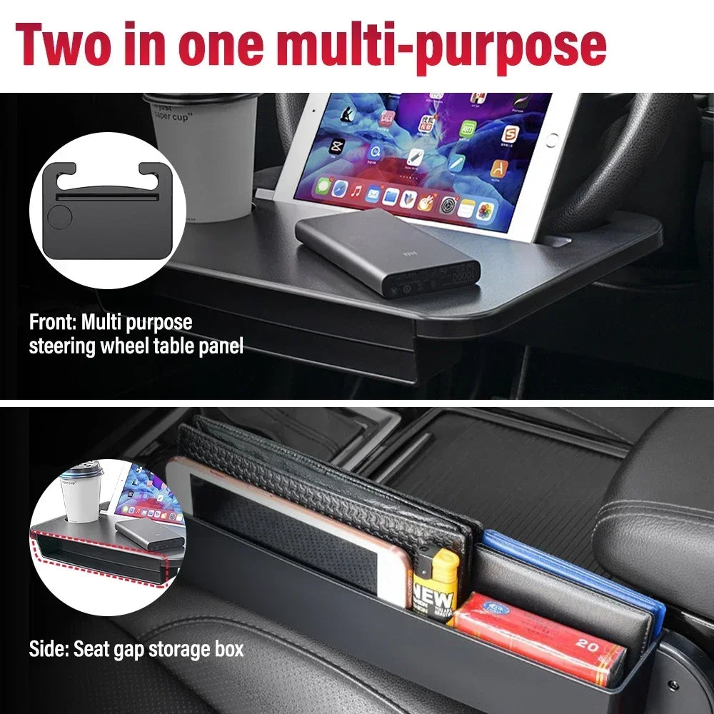 2 In1 Car Laptop Computer Desk Bracket Seat Gap Filler Organizer Drink Food Coffee Steering Wheel Dining Table Accessories Amagi