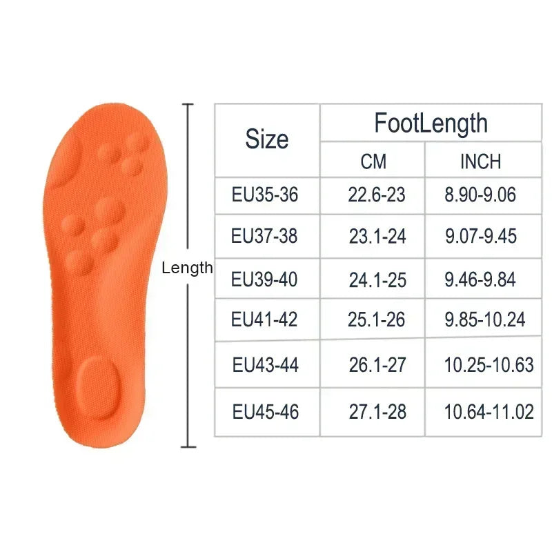 1/2 Pairs 4D Cloud Technologyt High Elasticity Sports Deodorant Insoles for Shoes PU Sole Breathe for Feet Men Running Insole