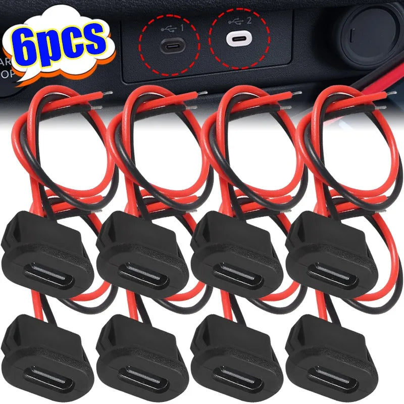 USB-C Female Socket 2-Pin Molded Pigtail Cable – 3A 30V Power Connector for Car Motorcycle DIY