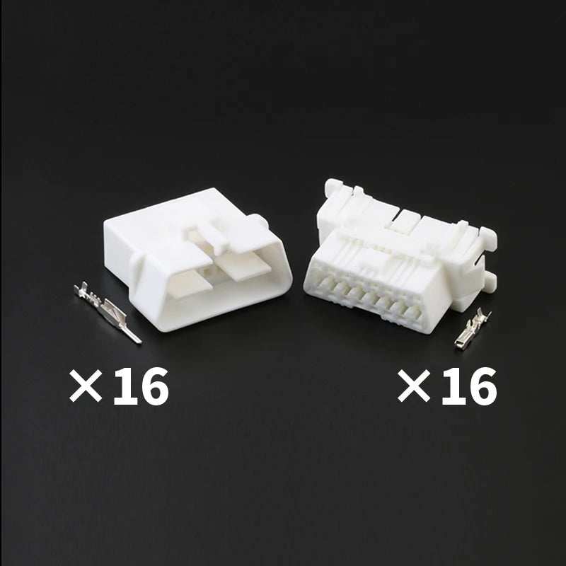 Applicable to automotive diagnostic seat OBD interface plug 16 holes connecting plug rubber shell sheath with terminal 179631-1