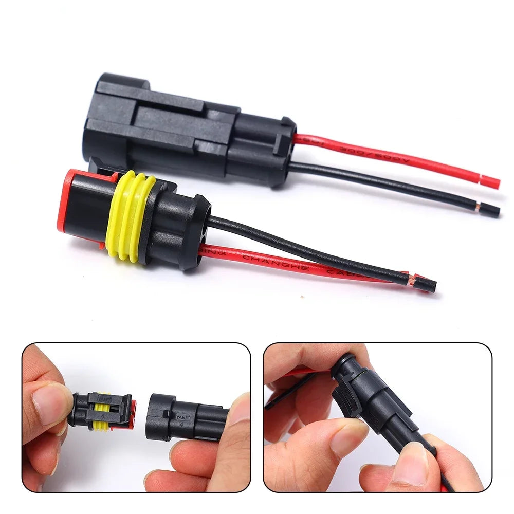 1-10Sets Automotive 2 Pin Way Wire Waterproof Electrical Connectors Suitable for Trucks Ship Jet Ski Scooter Car and Ship