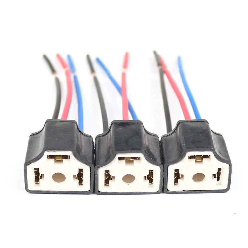 1PC H4 Three Holes Ceramic Wire Wiring Car Head Light Bulb Lamp Harness Socket Plug Hot Sale Auto h4 connector plug car products