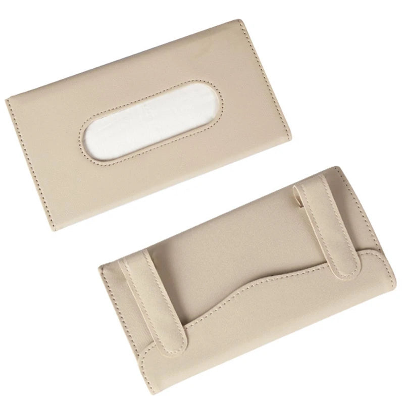 Car Tissue Box PU Leather Car Sun Visor Hanging Tissue Box Holder Auto Interior Storage Organizer Napkin Holder Accessories New