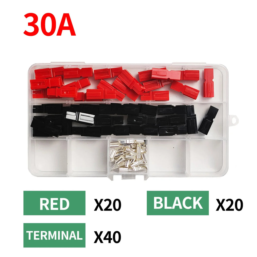 40/90/200/500Pcs/Box  Single Pole Plug 30A High Current Connector - PP Battery Forklift Power Terminals Bulk Pack