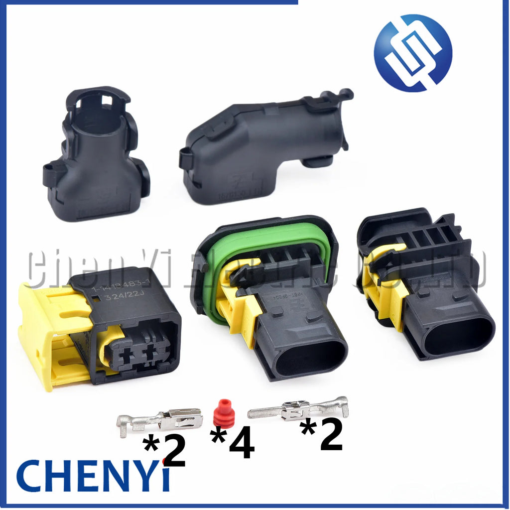 2 Pin Automotive Connector Waterproof Socket Wire harness plug With Rubber Pins 1-1418483-1 1-1703841-1 1-1703839-1 1670150-1