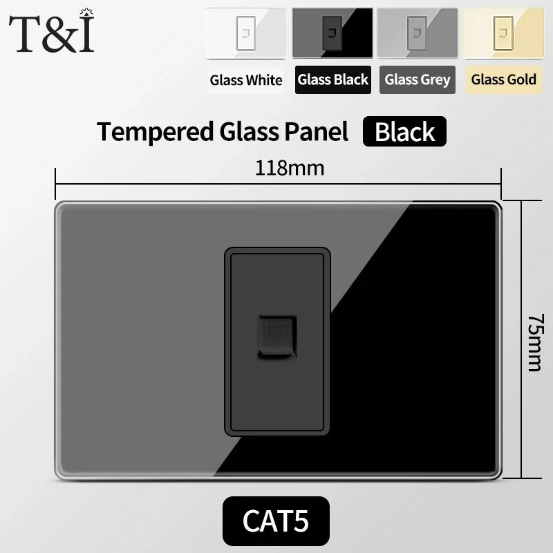 Brazil Standard Wall Socket (Type N) with Type‑C USB, 3‑Gang Wall Switch, Tempered Glass Panel, Stable Power for Home/Office