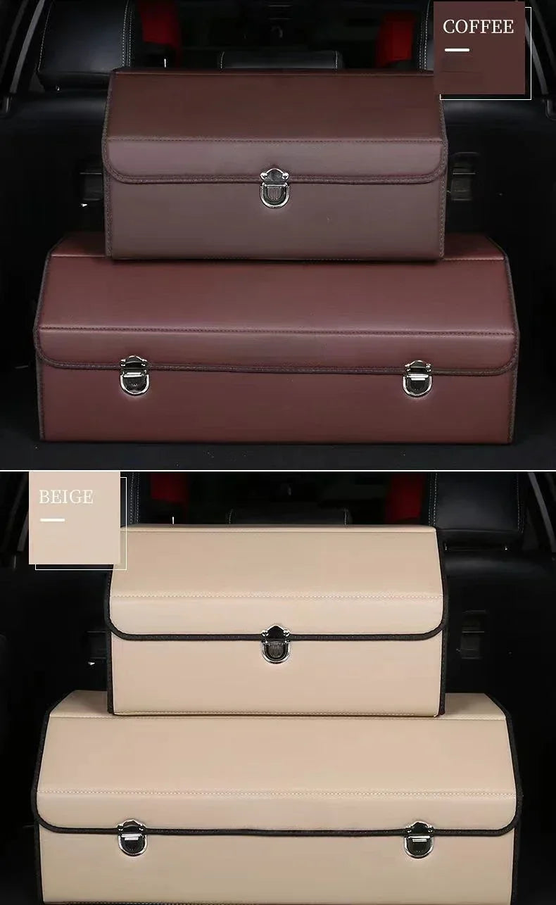 Car Trunk Organizer Box Large Capacity Auto Multiues Tools Storage Bag Stowing Tidying Leather Camping Outdoor Car Storage Bags