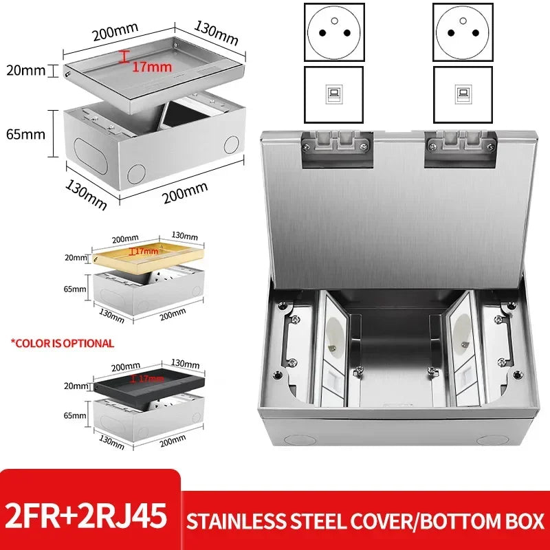 Hidden Inlaid Floor Socket: Ultra-thin Design with Built-in Multiple Power EU FR UN US AC Power Outlets and USB Charging Port