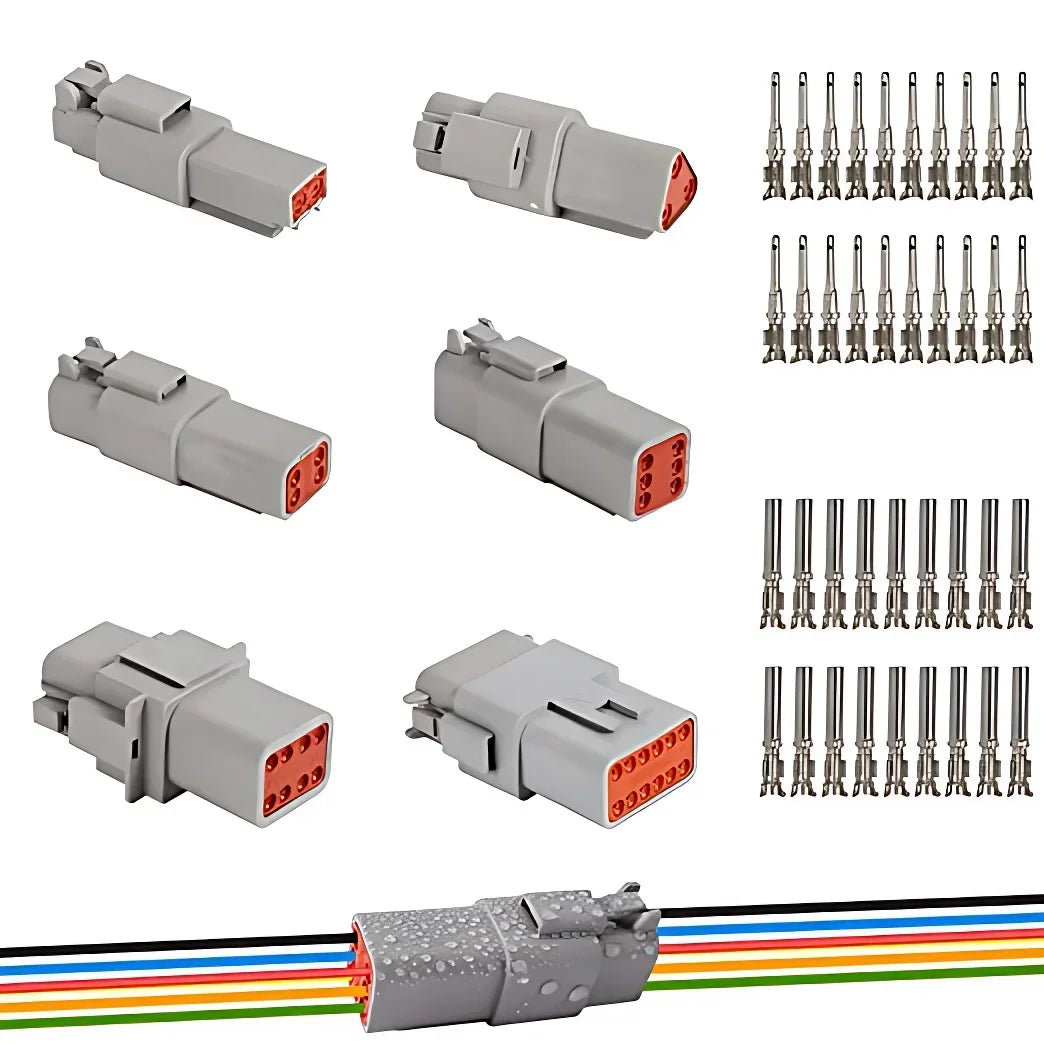 10 Sets Deutsch DT Connector DT06-2S/DT04-2P 2P 3P 4P 6P 8P 12P Waterproof Electrical Connector For car Motor With Pins 22-16AWG