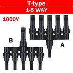 1/5 Sets Photovoltaic Solar PV Connector IP67 Y/T Type 30A 1000V 3-7 Way Branch Kit for PV/MC Cable 2.5/4/6mm² Battery Module