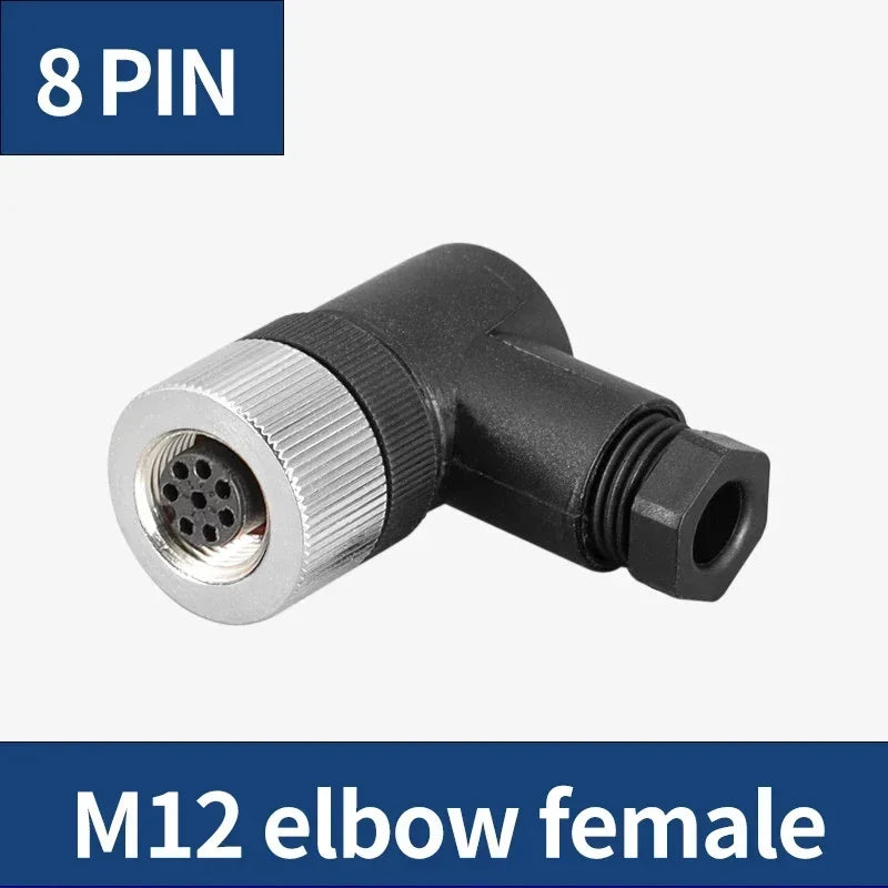 1Pcs M12 12MM Sensor Connector Straight Angle Male Female Waterproof Screw Threaded Plug Coupling 4 5 8 Pin PG7