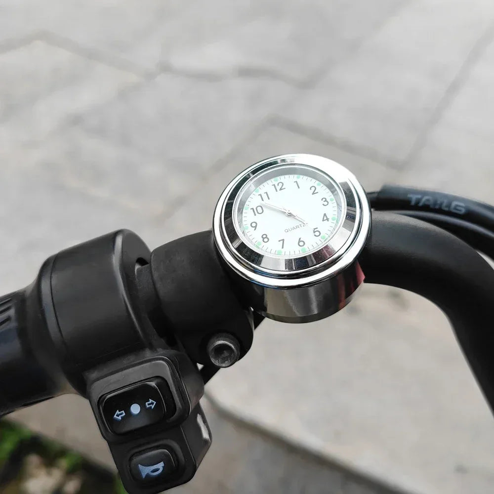 Universal 7/8 "Waterproof Chrome Motorcycle Bike Handlebar Mount Quartz Clock Watch Aluminum Luminous Clock Moto Black Amagi