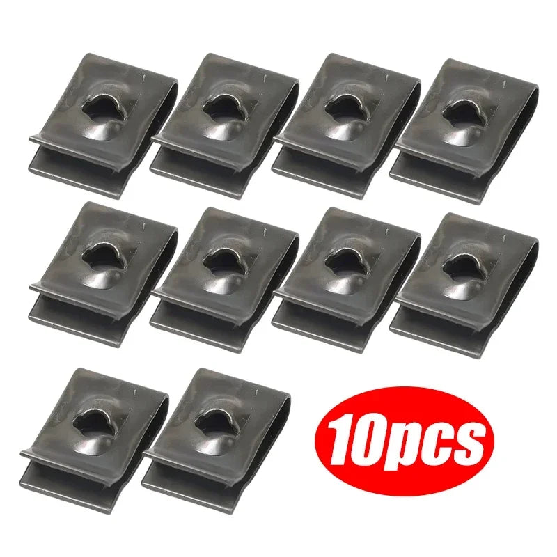 Car Metal Screw Fastener Clips U-Type Clip Anti-rust Iron Sheet Car Motorcycles Screw Buckle Bumper Protection Fastener Clips