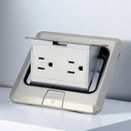 Floor Electrical Outlet Pop Up Kitchen Countertop Waterproof Sockets Pop Out Receptacle Stainless Steel Box Golden Cover 15A