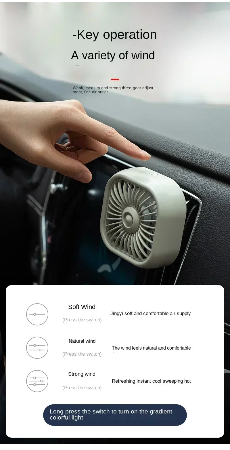 Mini Car Air Outlet Cooling Fan Adjustment Powerful USB Light Creative Low Noise Multi-function Mini Interior Fan Cooler Amagi