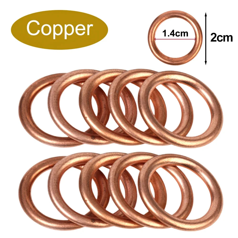 Car Oil Pan Drain Gasket Drainage Bolt Pad Aluminum/ Copper Oil Drain Plug Gasket Replaceable Accessories for Volkswagen Audi