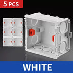 Type 86 Recessed Electrical Wall Back Box – Switch & Socket Mounting Box with Wire Slots, White/Blue, 5pcs