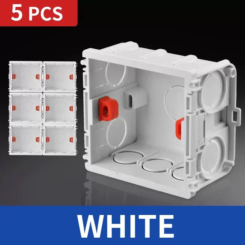 5PCS Type 86 Electrical Wall Mounting Boxes, Recessed Back Boxes with Wire Slots for Switch and Socket Installation, White Blue