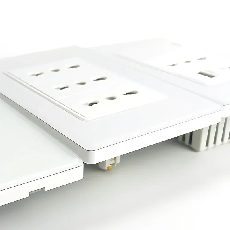 118x75mm Type-C Fast Charging Wall Socket Italy & Chile Schuko Outlet - Tempered Glass Panel Modern Design -Type Switch