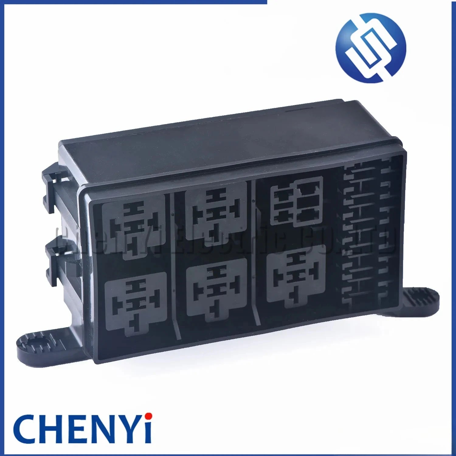 12-Slot Relay Box 6 Relays Fuses Holder Block with 41 pcs Metallic Pins Universal for Automotive and Marine Use