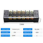 15A/25A/45A 600V Dual Row Barrier Terminal Block TB Series (3-12 Positions) Screw Connector for Electrical Panels TB1503 TB2512