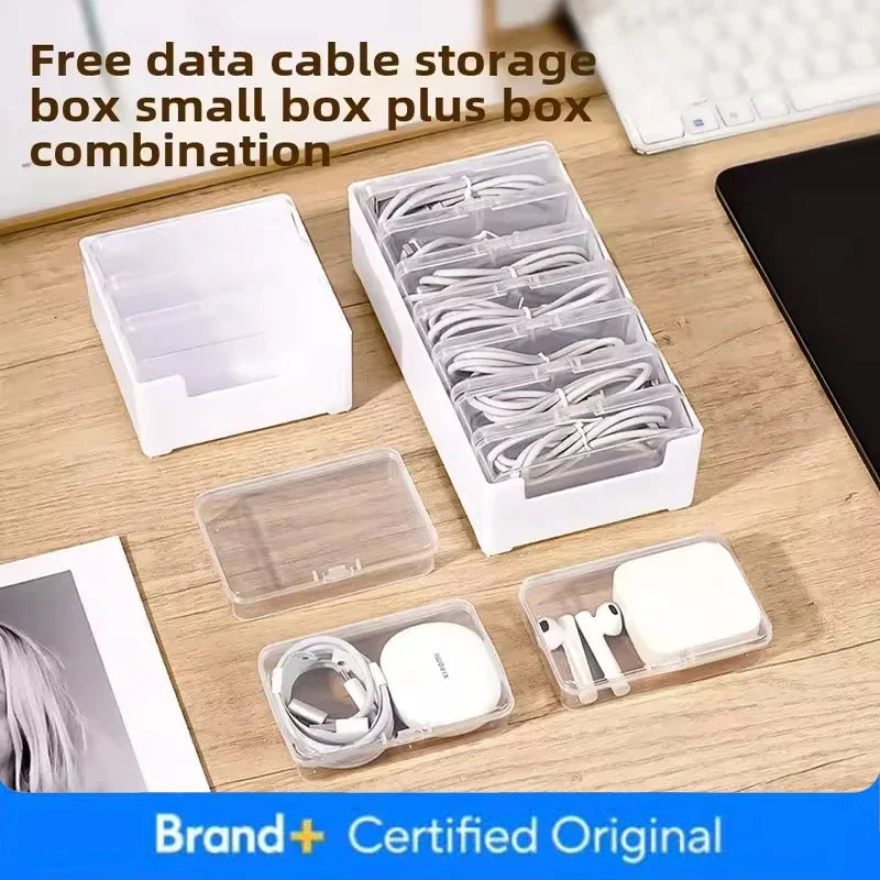 Data Cable Storage Box Home Phone Charger Separate Storage Box Desktop Cable Organizer Multifunctional Storage Organizer Amagi