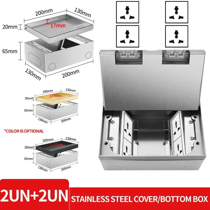 Hidden Inlaid Floor Socket: Ultra-thin Design with Built-in Multiple Power EU FR UN US AC Power Outlets and USB Charging Port