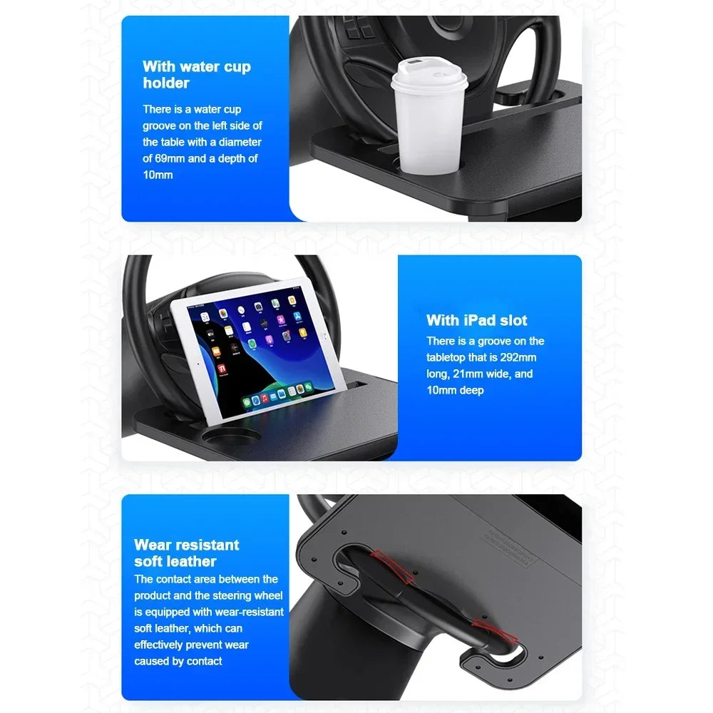 2 In1 Car Laptop Computer Desk Bracket Seat Gap Filler Organizer Drink Food Coffee Steering Wheel Dining Table Accessories Amagi